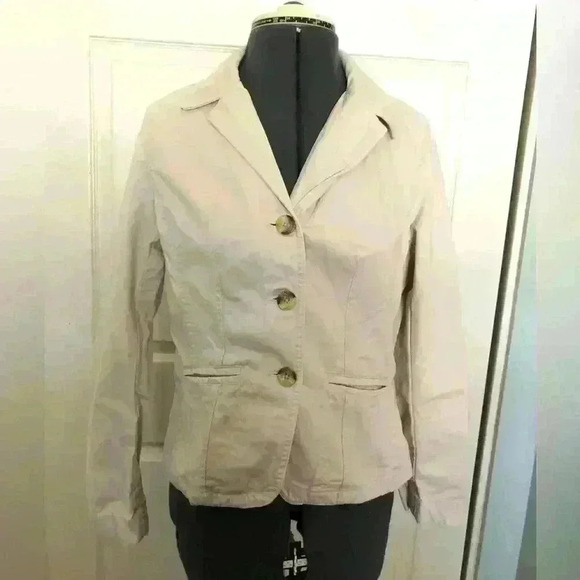 Van Heusen beige tan cream cotton blazer jacket Women XS - Picture 1 of 5